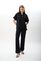 Diagonal-Yüksek Bel Rahat Kesim Pantolon-Pantolon-6-Milagron.com