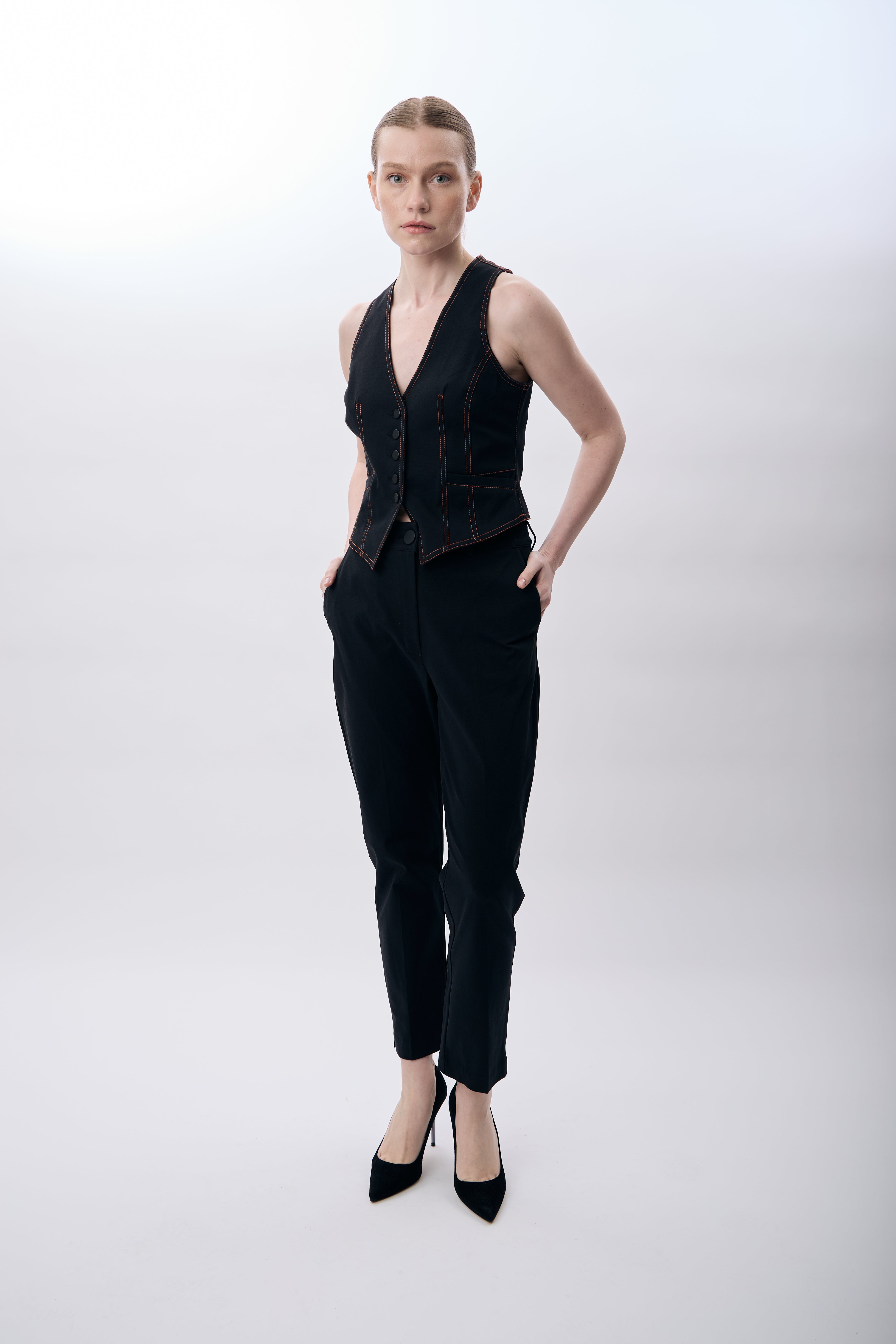 Diagonal-Yüksek Bel Rahat Kesim Pantolon-Pantolon-8-Milagron.com