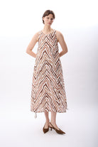 Diagonal-Zebra Desenli Bol Kesim Elbise-Elbise-1-Milagron.com