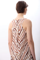 Diagonal-Zebra Desenli Bol Kesim Elbise-Elbise-3-Milagron.com