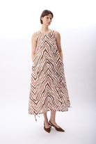 Diagonal-Zebra Desenli Bol Kesim Elbise-Elbise-4-Milagron.com