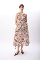 Diagonal-Zebra Desenli Bol Kesim Elbise-Elbise-6-Milagron.com