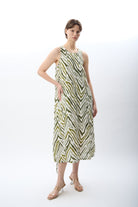 Diagonal-Zebra Desenli Bol Kesim Elbise-Elbise-7-Milagron.com