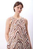 Diagonal-Zebra Desenli Bol Kesim Elbise-Elbise-7-Milagron.com