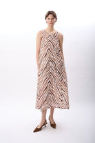 Diagonal-Zebra Desenli Bol Kesim Elbise-Elbise-8-Milagron.com