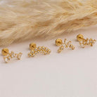 Dianora Piercing-14 Ayar Altın 13 Taşlı Helix Kıkırdak Piercing-Helix Piercing-6-Milagron.com