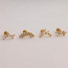 Dianora Piercing-14 Ayar Altın 13 Taşlı Helix Kıkırdak Piercing-Helix Piercing-7-Milagron.com