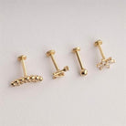 Dianora Piercing-14 Ayar Altın 13 Taşlı Tragus Piercing-Tragus Piercing-10-Milagron.com