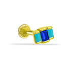 Dianora Piercing-14 Ayar Altın 3 Baget Firuze Rengi Ve Lacivert Taşlı Göz Minimal Tragus Piercing-Renkli Taşlar Koleksiyonu-1-Milagron.com