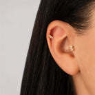 Dianora Piercing-14 Ayar Altın 3 Göz Minimal Tragus Piercing-Tragus Piercing-4-Milagron.com