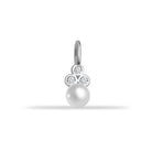 14 Ayar Altın 3 Taşlı İncili Motifli Minimal Charm