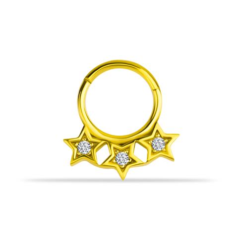 14 Ayar Altın 3 Yıldız Minimal Halka Piercing