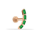 Dianora Piercing-14 Ayar Altın 4 Yeşil Baget Taşlı Minimal Tragus Piercing-Tragus Piercing-2-Milagron.com