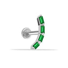 Dianora Piercing-14 Ayar Altın 4 Yeşil Baget Taşlı Minimal Tragus Piercing-Tragus Piercing-3-Milagron.com