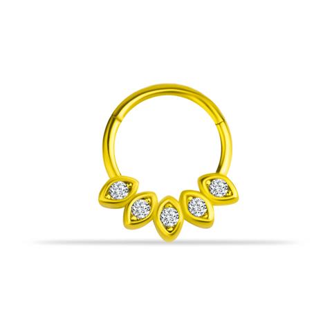 14 Ayar Altın 5 Göz Minimal Halka Piercing