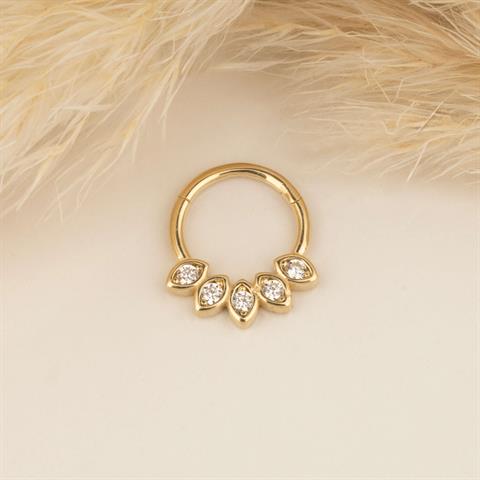 14 Ayar Altın 5 Göz Minimal Halka Piercing