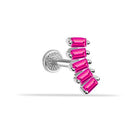 Dianora Piercing-14 Ayar Altın 5 Pembe Baget Taşlı Minimal Tragus Piercing-Tragus Piercing-3-Milagron.com