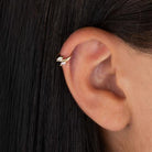 14 Ayar Altın Alttan Markiz Taşlı Minimal Halka Piercing