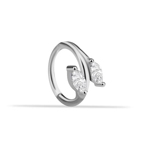 14 Ayar Altın Alttan Markiz Taşlı Minimal Halka Piercing