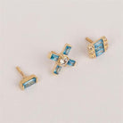 Dianora Piercing-14 Ayar Altın Aqua Baget Taşlı Minimal Tragus Piercing-Tragus Piercing-8-Milagron.com