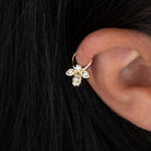 14 Ayar Altın Arı Motifli Minimal Halka Piercing