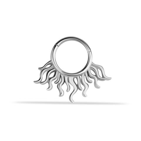 14 Ayar Altın Ateş Motifli Minimal Halka Piercing