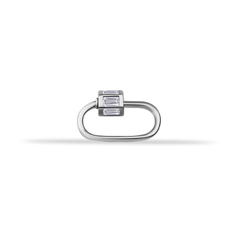 14 Ayar Altın Baget Taşlı İnce Charm Kilidi Carabiner - 1