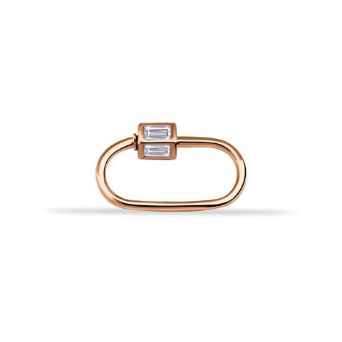14 Ayar Altın Baget Taşlı İnce Charm Kilidi Carabiner - 8