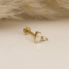 Dianora Piercing-14 Ayar Altın Bagette Minimal Tragus Piercing-Tragus Piercing-5-Milagron.com
