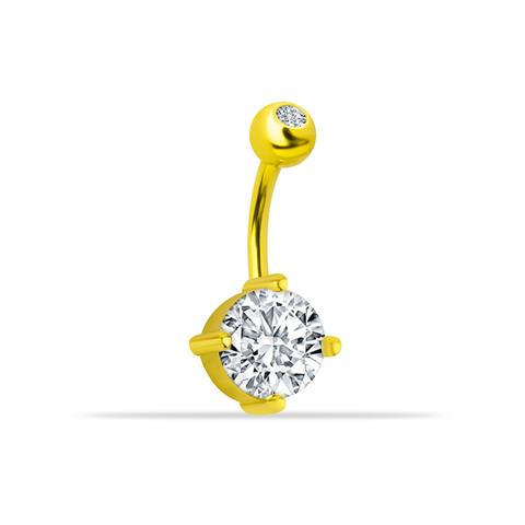14 Ayar Altın Büyük Tektaşlı Göbek Piercing