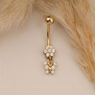 14 Ayar Altın Çiçek Ve Kelebek Sallantılı Göbek Piercing