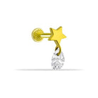 Dianora Piercing-14 Ayar Altın Damla Taş Sallantılı Minimal Tragus Piercing-Tragus Piercing-1-Milagron.com
