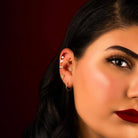 Dianora Piercing-14 Ayar Altın Damla Taş Sallantılı Minimal Tragus Piercing-Tragus Piercing-5-Milagron.com