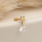 Dianora Piercing-14 Ayar Altın Damla Taş Sallantılı Minimal Tragus Piercing-Tragus Piercing-7-Milagron.com