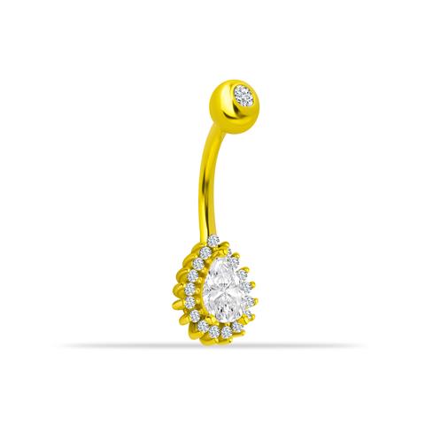 14 Ayar Altın Damla Taşlı Göbek Piercing