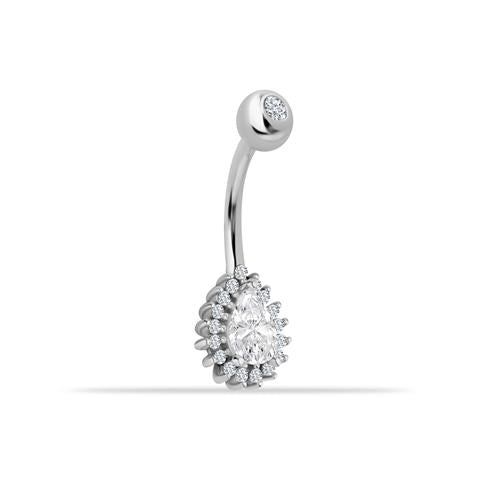 14 Ayar Altın Damla Taşlı Göbek Piercing