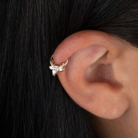 14 Ayar Altın Geyik Motifli Minimal Halka Piercing