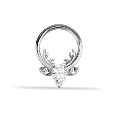 14 Ayar Altın Geyik Motifli Minimal Halka Piercing