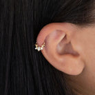 14 Ayar Altın Gül Motifli Minimal Halka Piercing