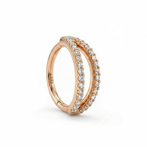 14 Ayar Altın İKili Minimal Halka Piercing