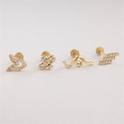 Dianora Piercing-14 Ayar Altın Işıl Yonca Tragus Piercing-Tragus Piercing-6-Milagron.com