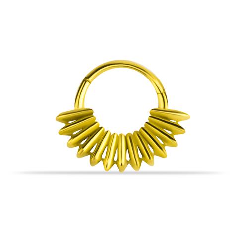 14 Ayar Altın Işın Motifli Minimal Halka Piercing