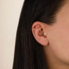 Dianora Piercing-14 Ayar Altın Kalp Tragus Piercing-Tragus Piercing-4-Milagron.com