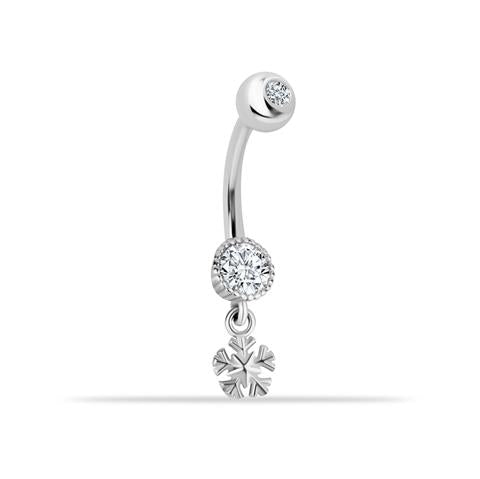 14 Ayar Altın Kar Tanesi Sallantılı Göbek Piercing