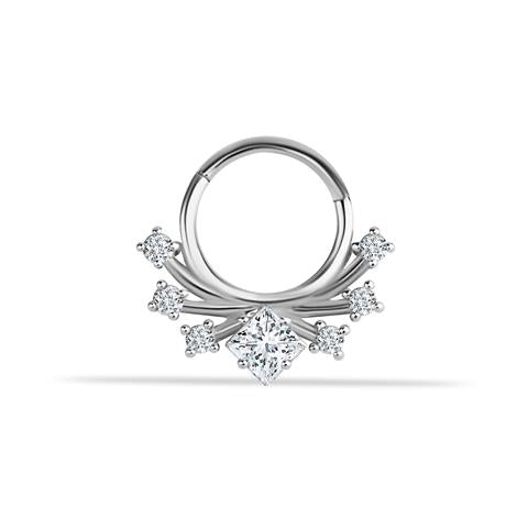 14 Ayar Altın Kare Taşlı Minimal Halka Piercing