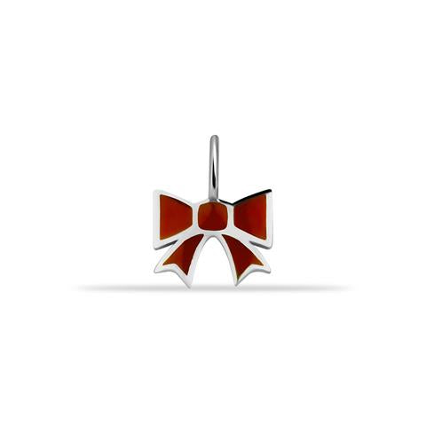 14 Ayar Altın Kırmızı Mineli Kurdele Motifli Mineli Minimal Charm - 0