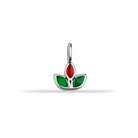 14 Ayar Altın Kırmızı Ve Yeşil Mineli Lotus Motifli Minimal Charm