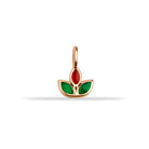 14 Ayar Altın Kırmızı Ve Yeşil Mineli Lotus Motifli Minimal Charm