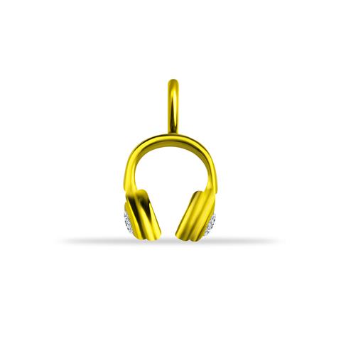 14 Ayar Altın Kulaklık Motifli Minimal Charm