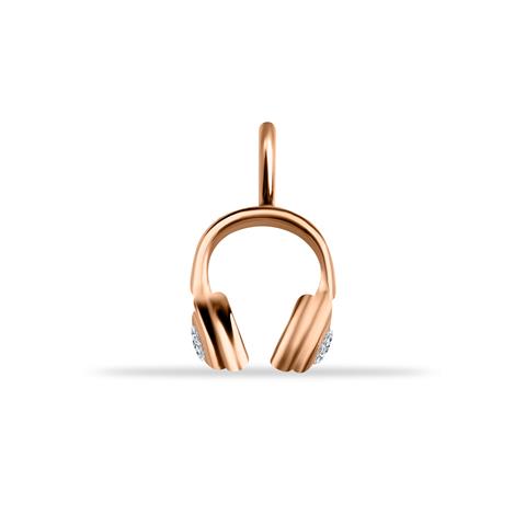 14 Ayar Altın Kulaklık Motifli Minimal Charm